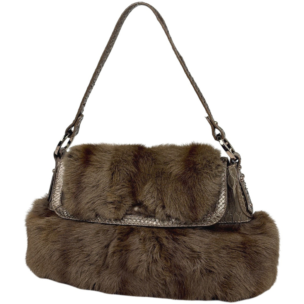 Fendi Fur Shoulder Bag Handbag Brown